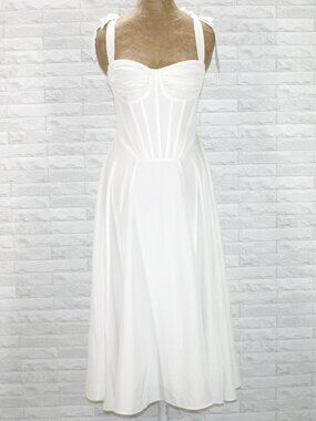 PARTHEA Dress Corset Bustier Lace Up Fit & Flare Summer Party Festival White SM